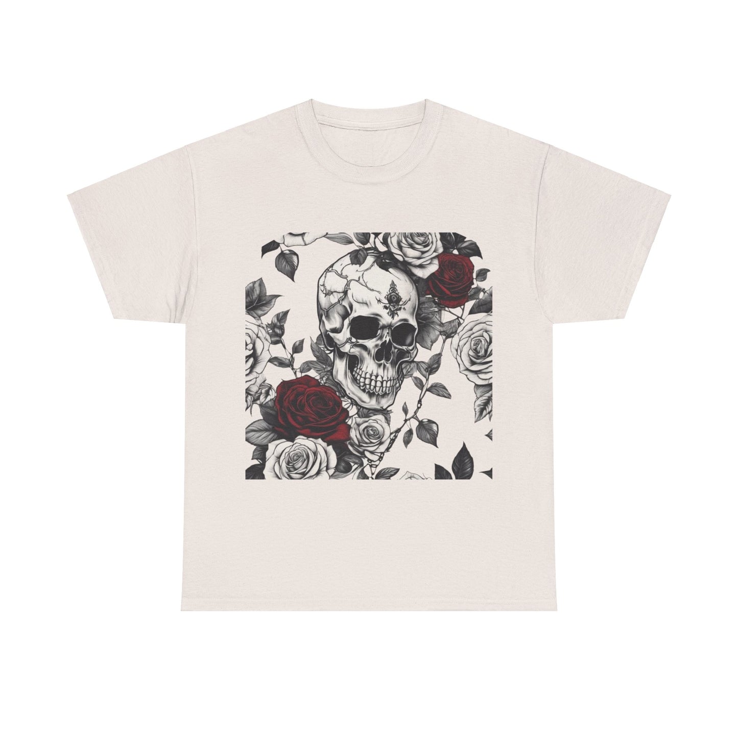 Skulls and Roses Cotton Tee, Unisex Graphic Shirt,