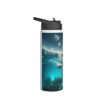 Fantasy Paddleboarding Stainless Steel Water Bottle with elegant underwater graphics, ideal for keeping drinks cool during adventurous outings.