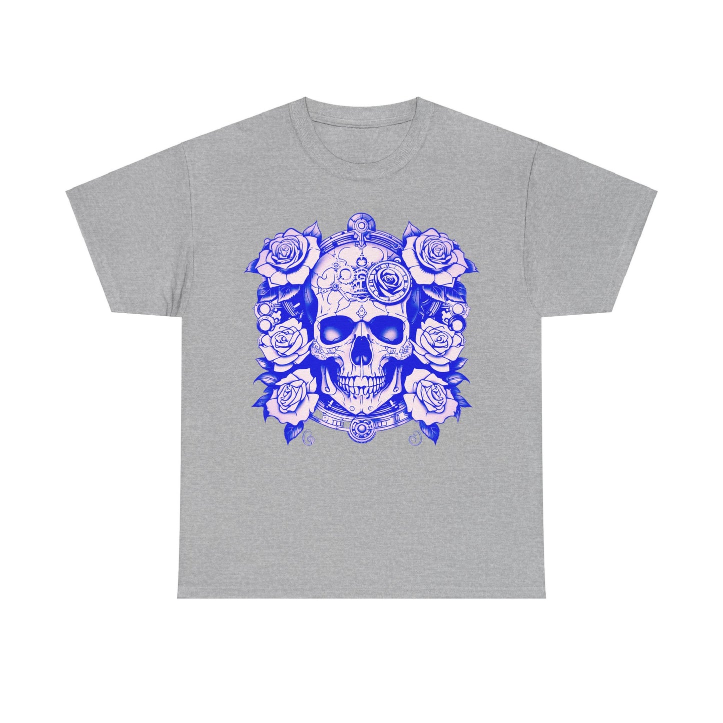 Skulls and Roses Cotton Tee, Unisex Graphic Shirt, 7 color choice