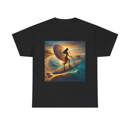 Delightfull Paddle Board T-Shirt by Dazzling Dreams Studio featuring an artistic water scene, perfect for luxury paddleboard enthusiasts.