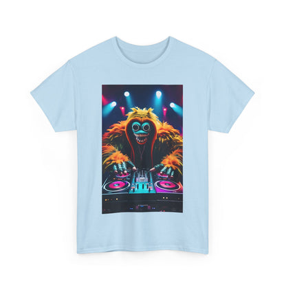 Luxurious Street Monster Graphic T-Shirt in light blue, featuring a vibrant DJ graphic for an urban streetwear aesthetic.