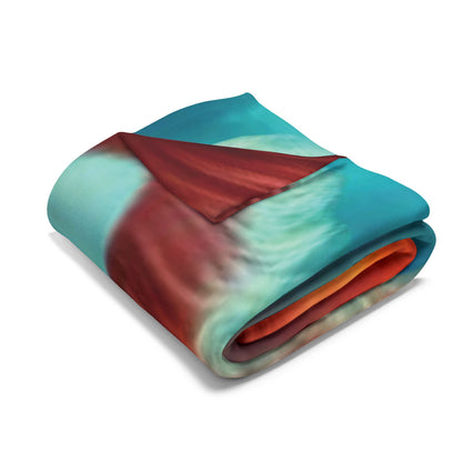 Beautifully folded Decorative and Warm Halloween Pennywise IT Spooky Arctic Fleece Blanket, highlighting its soft fleece material and stunning design.