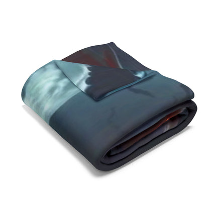 Luxurious Decorative and Warm Halloween Spooky Arctic Fleece Blanket folded elegantly, showcasing its velvety texture and rich design.