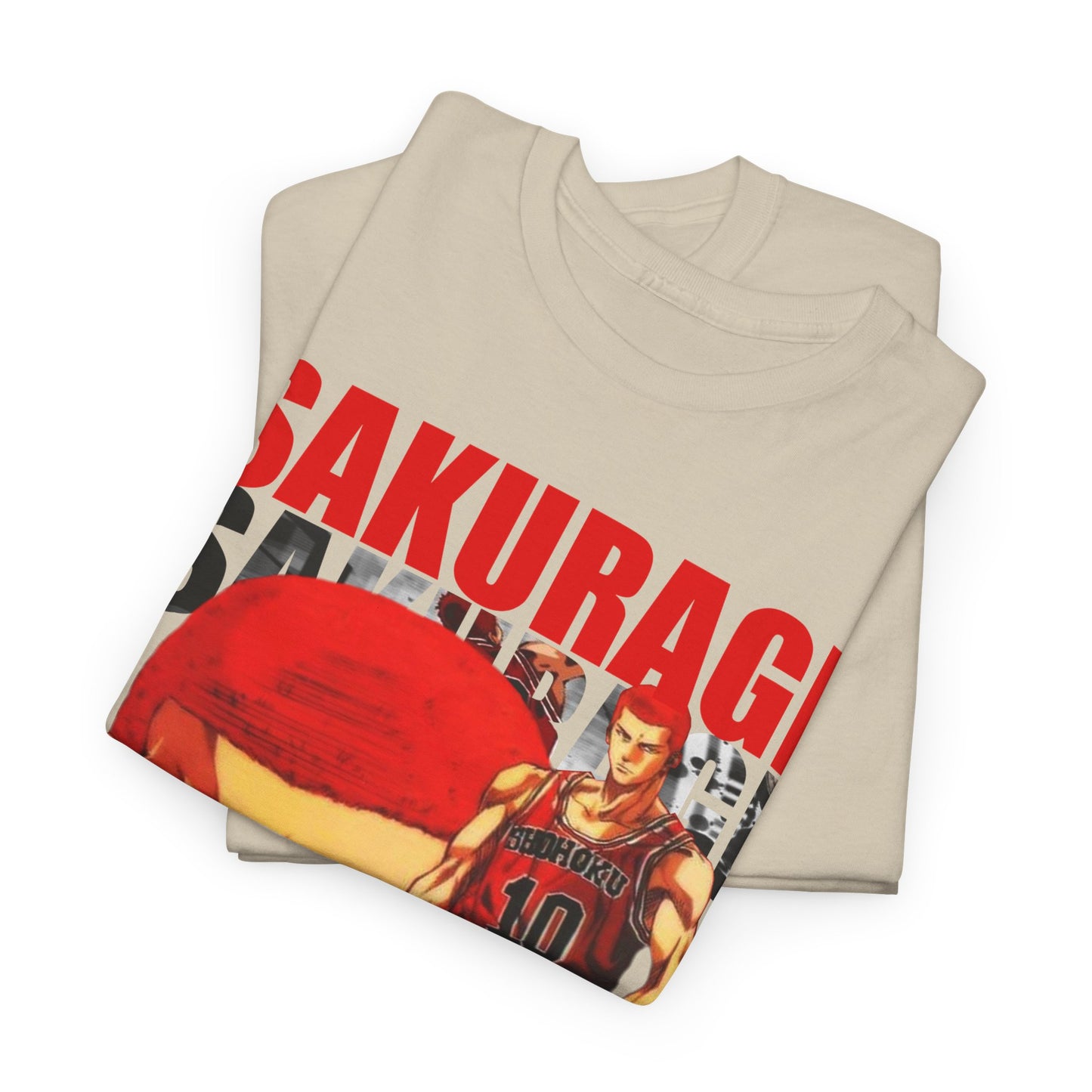 Detailed view of the luxurious Sakuragi t-shirt, capturing the anime-inspired artwork that resonates with basketball enthusiasts and fashion lovers alike.