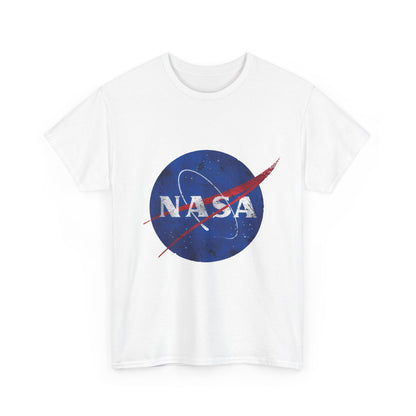 Urban NASA Logo Graphic T-Shirt in 100% Cotton - Unisex Casual Wear for Street Style Enthusiasts, displaying the iconic NASA logo on a crisp white background, suitable for trendsetters.