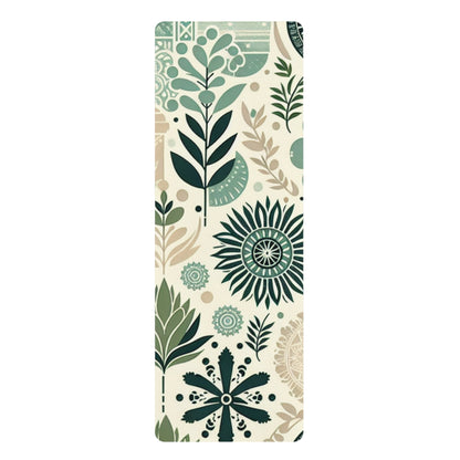 Leilani Beaumont Yoga Mat by Dazzling Dreams Studio, featuring a stylish pastel green block print with elegant organic shapes, designed for modern yoga practitioners seeking luxury and eco-friendliness.