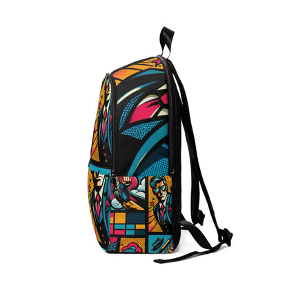 Stylish interior view of the Modern Pop Art Backpack by Dazzling Dreams Studio showcasing its spacious main compartment and organised pockets for essentials.