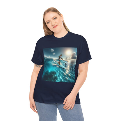 Premium quality paddleboarding t-shirt by Dazzling Dreams Studio, designed for comfort and style, perfect for water sports enthusiasts.
