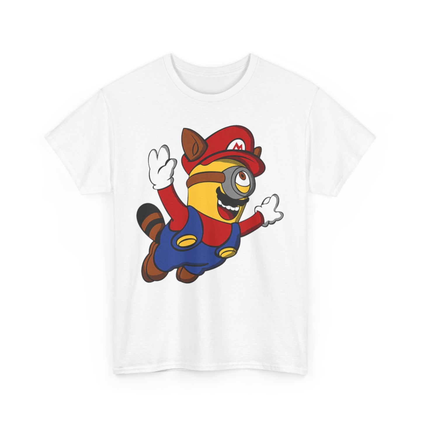 Front view of the Super Minionworld Unisex Men's Women's Graphic Cotton Funny T Shirt, featuring an adorable Minion character dressed in a gaming-inspired costume. This vibrant tee adds a playful touch to any outfit, perfect for Minions fans looking for unique and funny t-shirts.