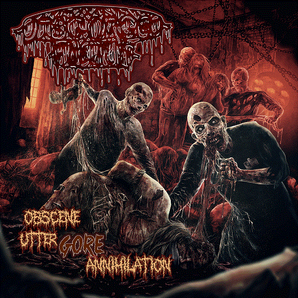 Disgorged Foetus - Obscene Utter GORE Annihilation CD cover by Rancid Offal Records, featuring striking, grotesque artwork representative of the Goregrind genre, captivating fans of extreme music.