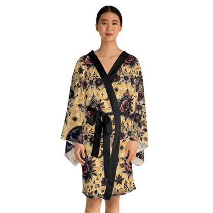Floral Kimono Robe, Women's Robe, Designer Lounge Wear, Boho Chic Bathrobe, featuring exquisite floral patterns and a flattering design, perfect for luxurious lounging.