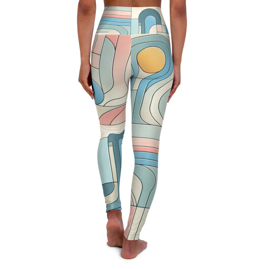 Luxurious and soft fabric of the PowerPulse Elite Leggings by Dazzling Dreams Studio, perfect for all-day comfort and breathability with a modern pastel geometric pattern.