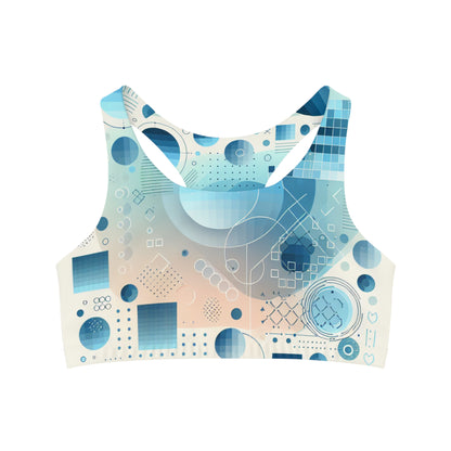 Sebastian Couture Women's Luxurious Abstract Sports Bra in Pastel Blue Gradation showcasing a modern pastel design and premium fabric quality.