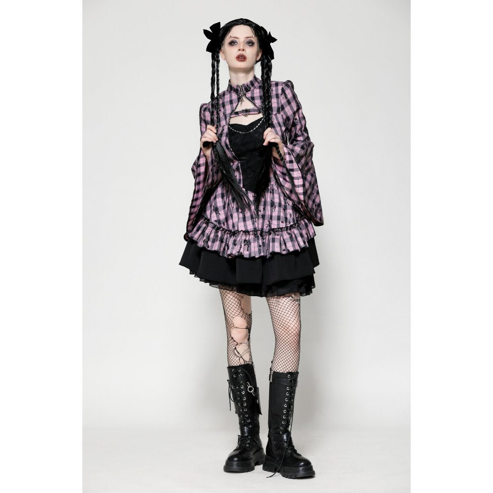 Elegant close-up of the dramatic bell sleeves of the Dark In Love Ellery Dress, highlighting its exquisite craftsmanship.