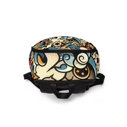 Back view of the Electric Comic-Style Minimalist Chic Backpack, illustrating its spacious interior and sleek design by Dazzling Dreams Studio, ideal for expressive individuality.