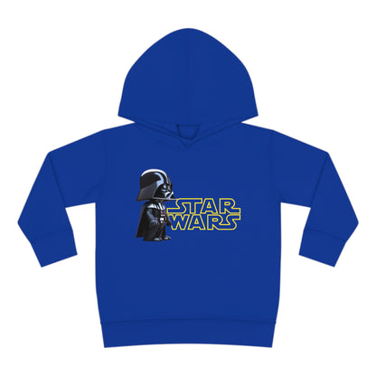 Kids Unisex Cute Darth Vader Star Wars Hoodie, Fleece Sweater, 2-5 yrs in vibrant blue featuring a charming Darth Vader design and Star Wars logo.