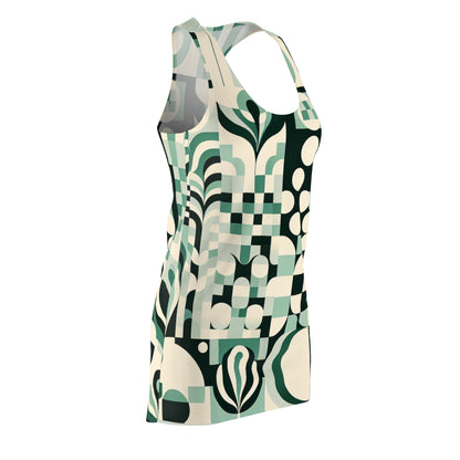 Model wearing the Daria Bellucci Elegant Pastel Green Racerback Dress by Dazzling Dreams Studio, demonstrating the elegant silhouette and comfortable fit for any chic event.