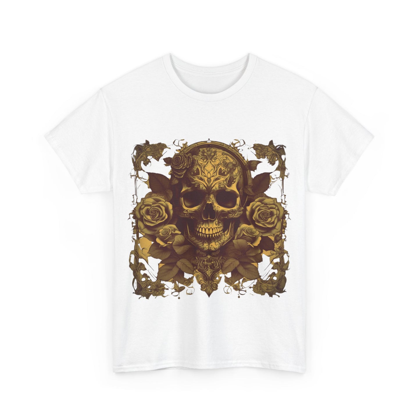 Skulls and Roses Cotton Tee, Unisex Graphic Shirt, 7 color choice