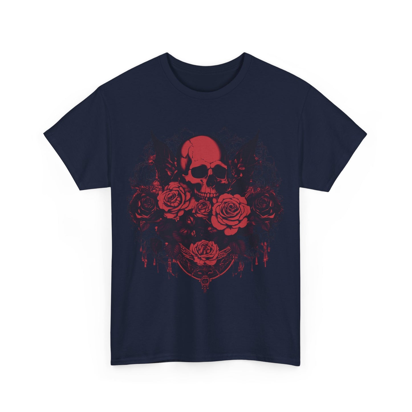 Skulls and Roses Cotton Tee, Unisex Graphic Shirt, 7 color choice