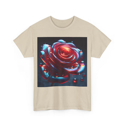Ethereal Rose Unisex Graphic T-Shirt showcasing a stunning iridescent floral design on a soft cotton tee, suitable for both men and women.