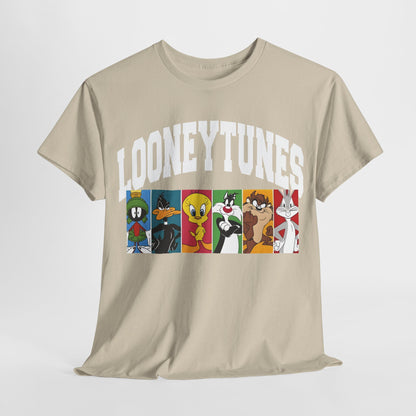 Looney Tunes Graphic T-Shirt Urban Unisex Cotton Tee in beige, featuring iconic characters like Bugs Bunny and Daffy Duck, perfect for nostalgic fashion enthusiasts.