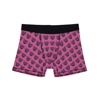 Valentines Naughty Cheeky Mens Boxer Briefs featuring the playful text "I LICKED IT SO IT'S MINE" in heart graphics. Ideal for adding humour and romance to special occasions such as birthdays and anniversaries.