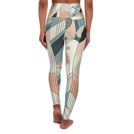 Rear view of the elegant Generate Visual Leggings featuring a stylish abstract geometric design in soothing pastel tones, ideal for a fashionable and comfortable look.