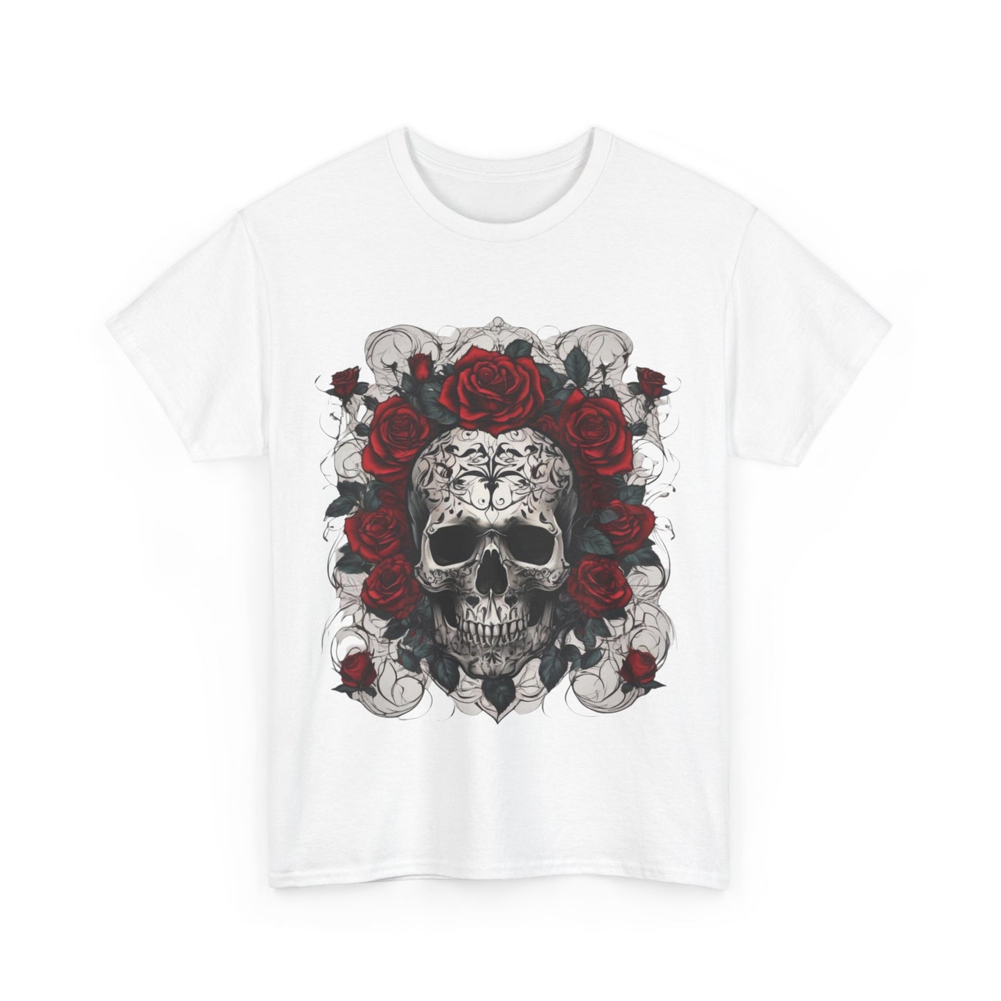 Skulls and Roses Cotton Tee, Unisex Graphic Shirt,