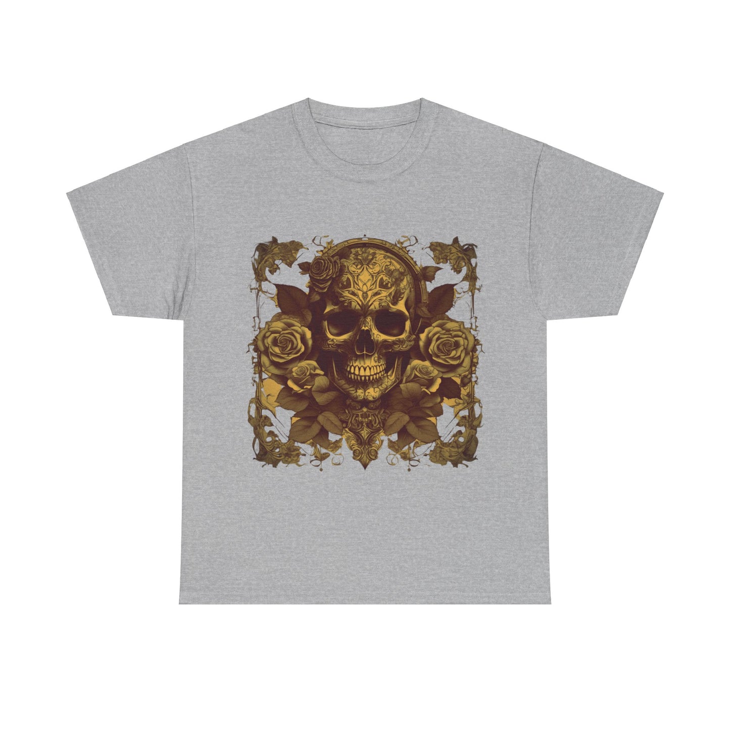 Skulls and Roses Cotton Tee, Unisex Graphic Shirt, 7 color choice