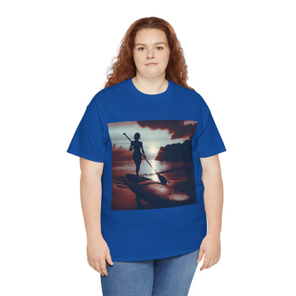 Celebratory paddleboarding lifestyle captured in Delightful Paddle Board T-Shirt by Dazzling Dreams Studio, a staple piece for any outdoor enthusiast's wardrobe.