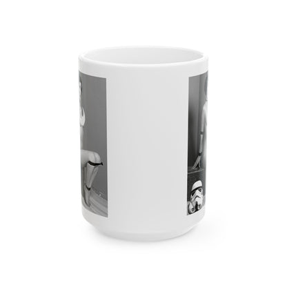 Playful design of Star Wars Princess Leia Funny Sexy Ceramic Mug showcasing her iconic look with a cheeky twist.