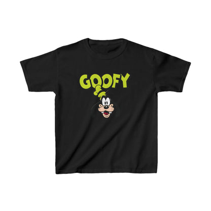 Luxurious Unisex Kids Goofy Cotton T-Shirt Tee featuring a whimsical Goofy graphic on a black background, designed for modern young enthusiasts.