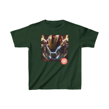 Kids Iron Man Heavy Cotton T-Shirt showcasing a vibrant Iron Man print, designed for style and comfort, ideal for aspiring heroes.