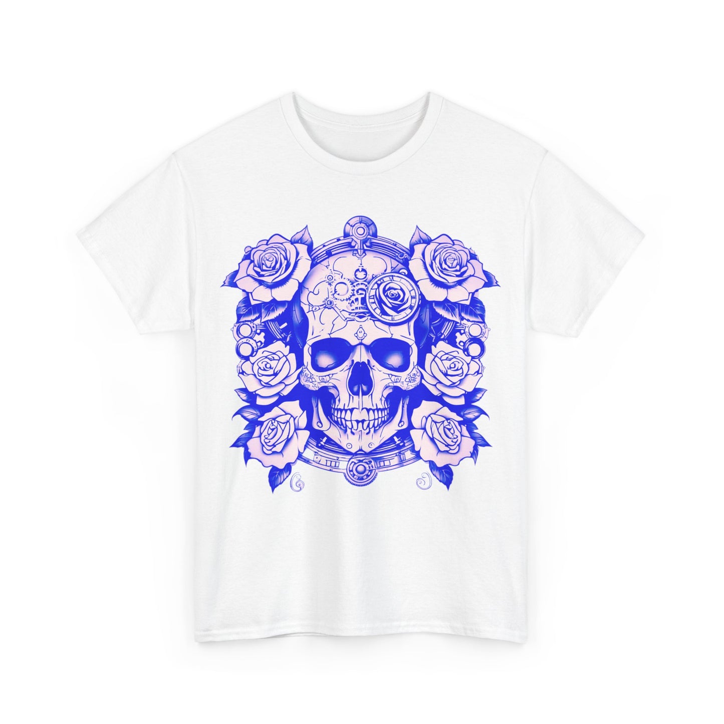 Skulls and Roses Cotton Tee, Unisex Graphic Shirt, 7 color choice