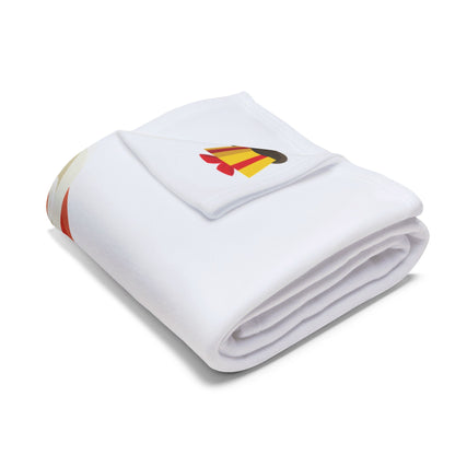 Folded Decorative and Warm Christmas Arctic Fleece Blanket showcasing a unique detail with red and gold accents, combining luxury and comfort for the festive season.