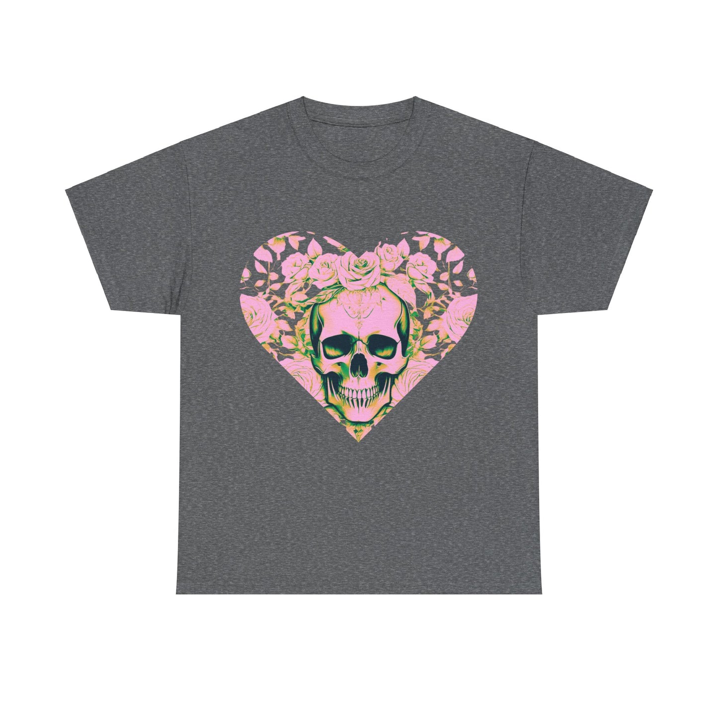 Skulls and Roses Cotton Tee, Unisex Graphic Shirt, 7 color choice