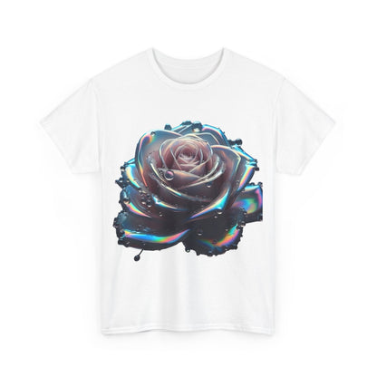Ethereal Rose Tee Unisex Graphic T-Shirt - Front view featuring a stunning iridescent floral design with a close-up of a rose.