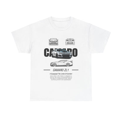 Men's Camaro ZL1 T-Shirt featuring a stylish design showcasing the iconic Camaro ZL1 car, representing performance and comfort in a luxurious unisex tee. Perfect for automotive enthusiasts who appreciate high-quality apparel.