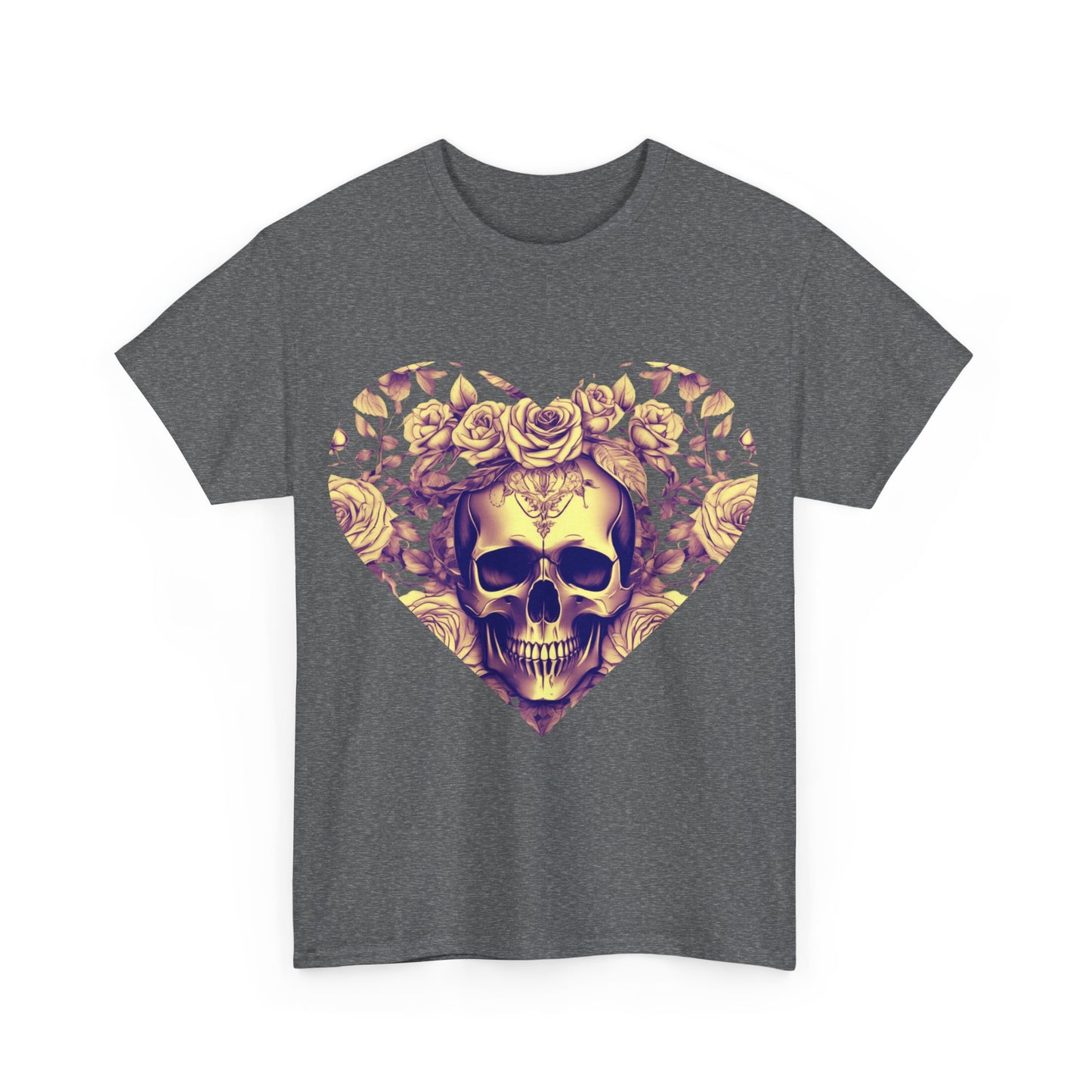 Skulls and Roses Cotton Tee, Unisex Graphic Shirt, 7 color choice