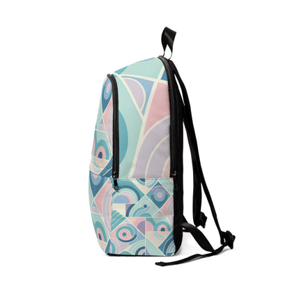 Dazzling Dreams Studio's Pastel Elegance Backpack displayed outdoors, highlighting its spacious compartments and ergonomic straps in a fashionable pastel palette.