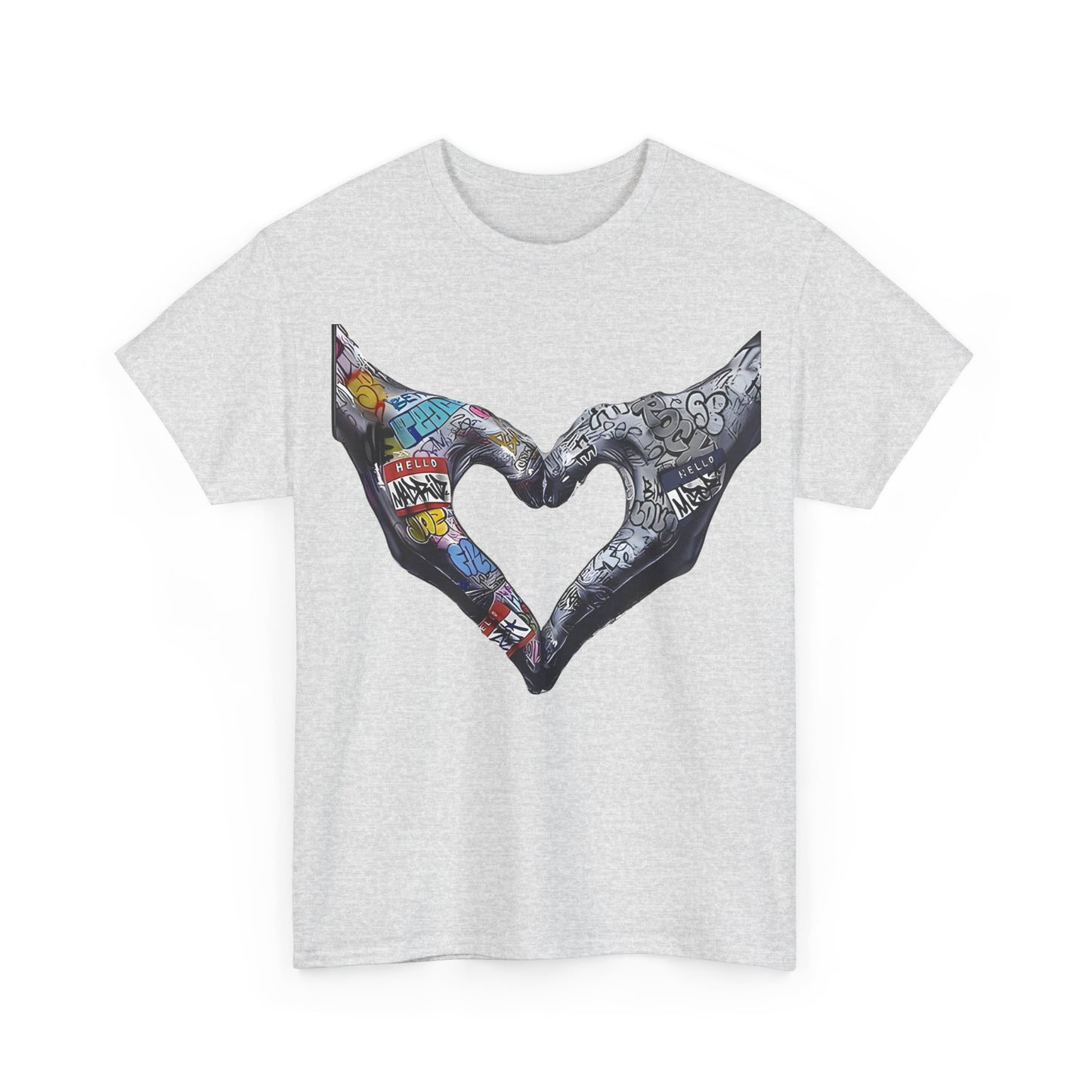 Graffiti Hands Tee, Love Graphic T-Shirt, Urban Streetwear Top, Unisex Cotton