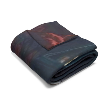Luxurious Decorative and Warm Halloween Spooky Arctic Fleece Blanket showcasing festive designs of jack-o'-lanterns and black cats, perfect for adding seasonal charm to your home this Halloween.
