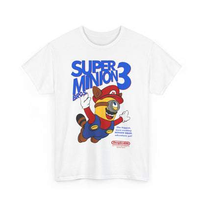 Front view of the Super Minionworld Unisex Men's Women's Graphic Cotton Funny T Shirt Tee with a playful Minion graphic, perfect for adding a cheerful touch to your outfit, making it an ideal Funny T Shirt for Minion enthusiasts.