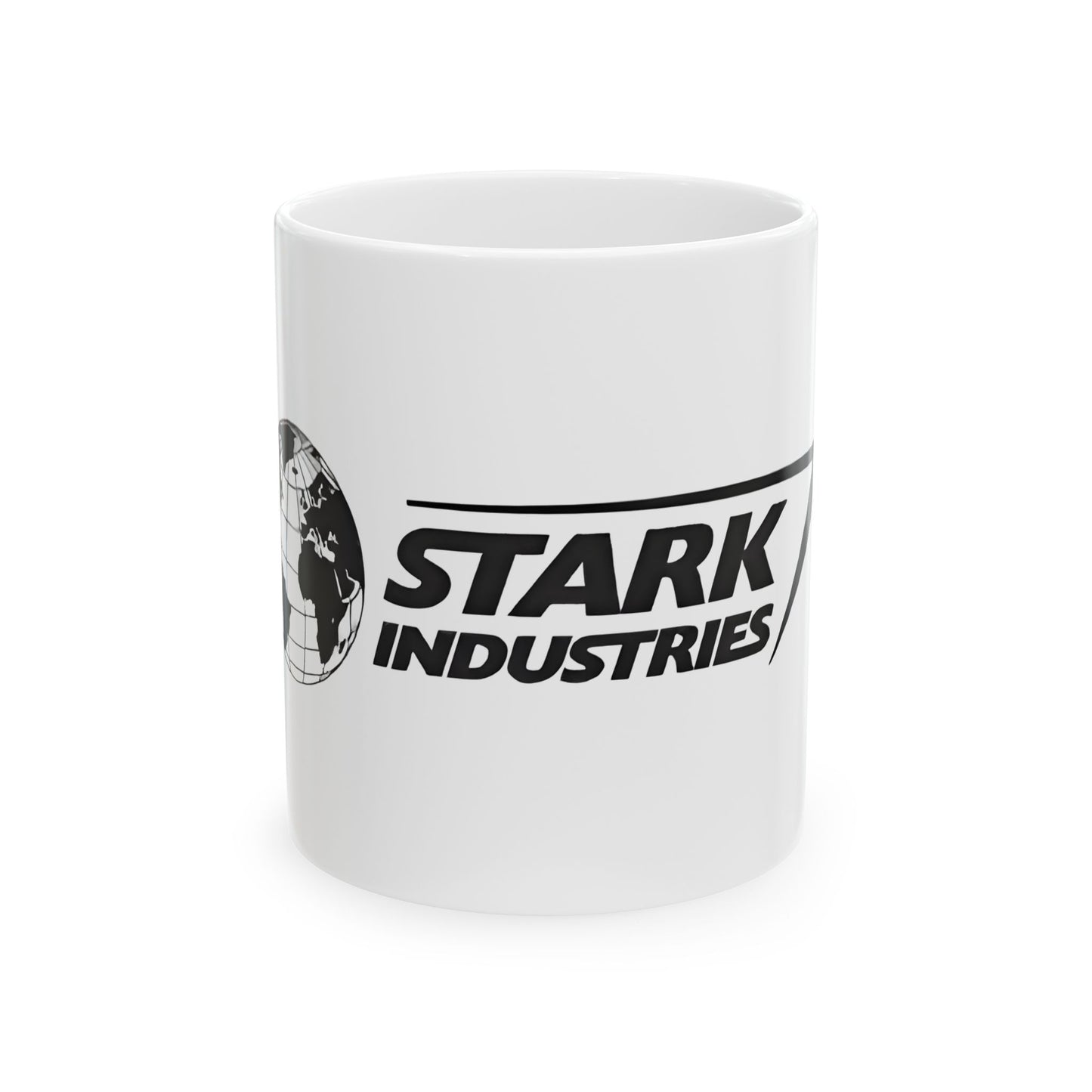 Stark Industries Iron Man Logo Image Ceramic Mug with a glossy finish showing off Tony Stark's genius while keeping your coffee warm—perfect for sipping while plotting world domination!