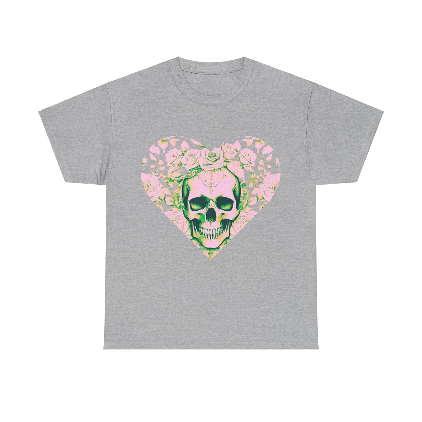 Skulls and Roses Cotton Tee, Unisex Graphic Shirt, 7 color choice