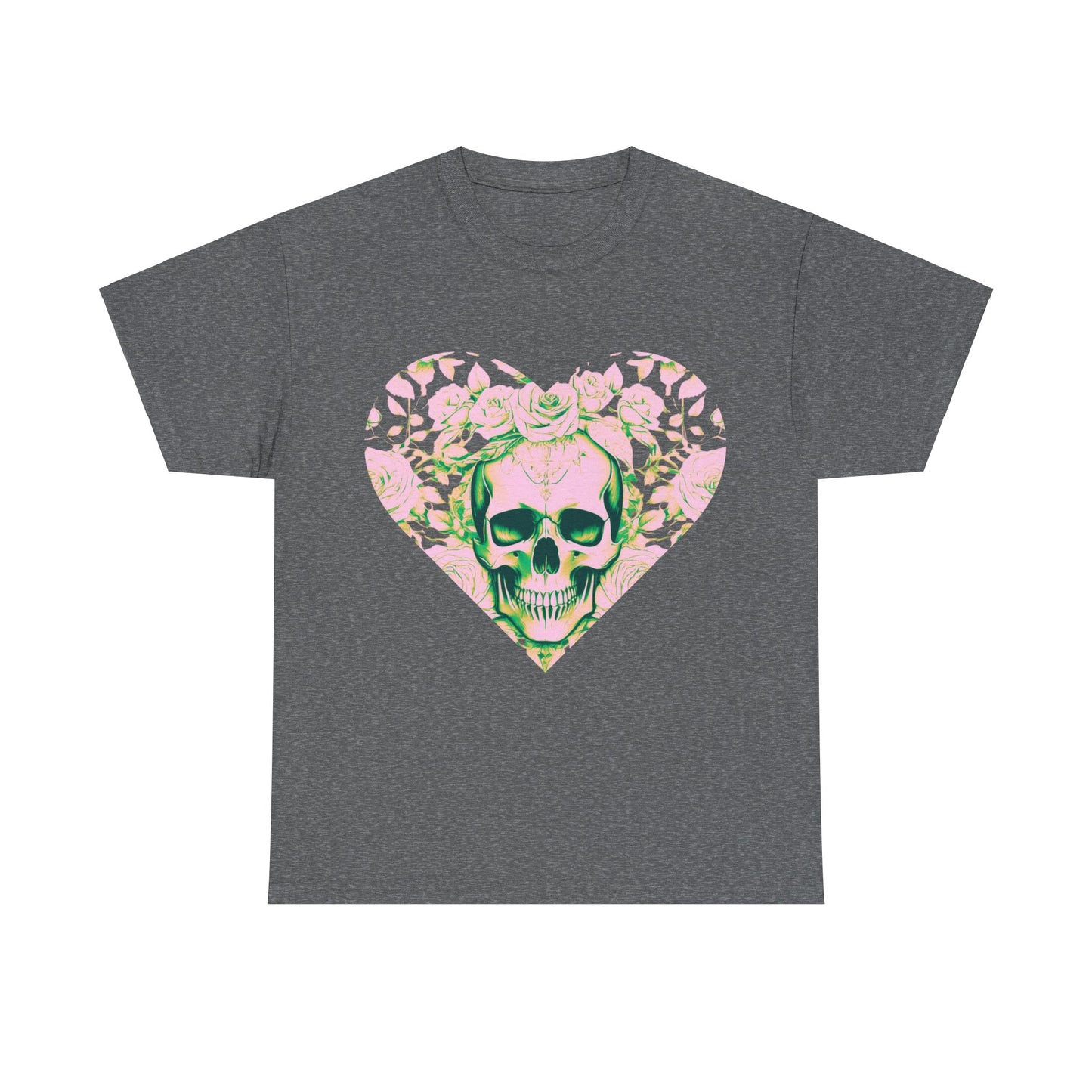 Skulls and Roses Cotton Tee, Unisex Graphic Shirt, 7 color choice