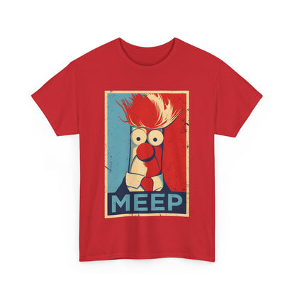 Stylish Muppets Beaker Meep Graphic T-Shirt Urban Unisex Cotton in rich red, prominently displaying a captivating Meep graphic on the front.
