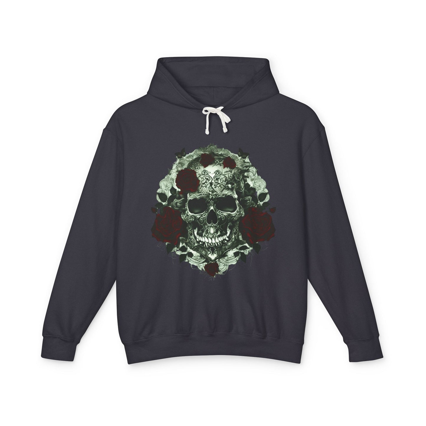 Unisex Lightweight Hooded Sweatshirt unique designer skull and roses