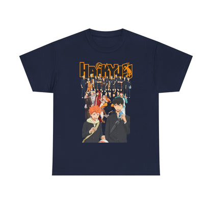 Sophisticated Haikyuu!! All-Stars T-Shirt in navy, beautifully illustrating dynamic anime characters, ideal for fashion-forward fans.