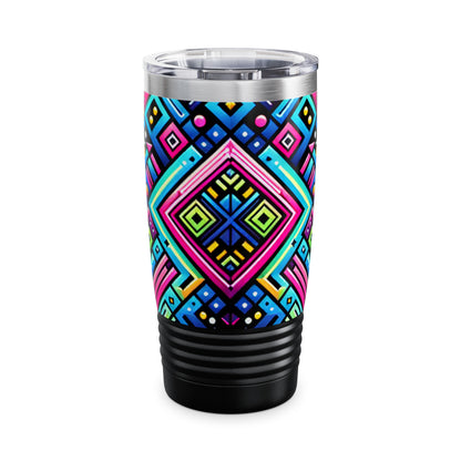 Stylish Neon Verve Mirage 20 Oz Insulated Tumbler by Dazzling Dreams Studio, showcasing its vibrant design and eco-friendly stainless steel build.